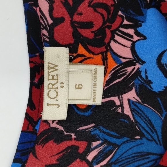 J. Crew Sleeveless Halter Blouse Size 6 Floral blue red orange summer top - Picture 5 of 8